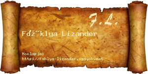 Fáklya Lizander névjegykártya
